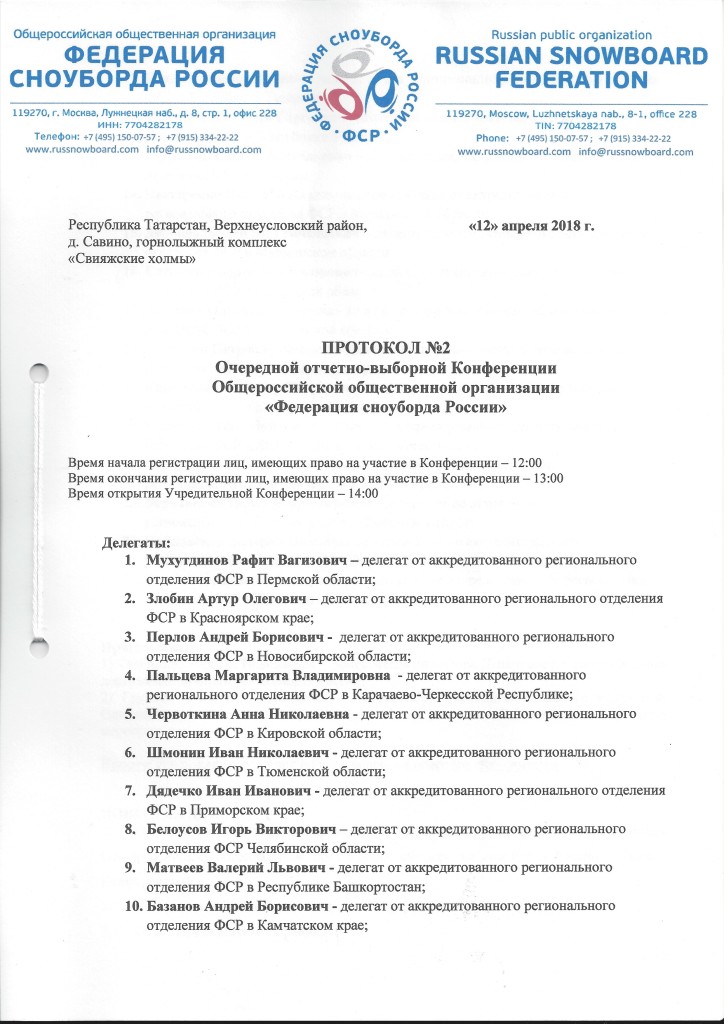 Образец протокола конференции общественной организации